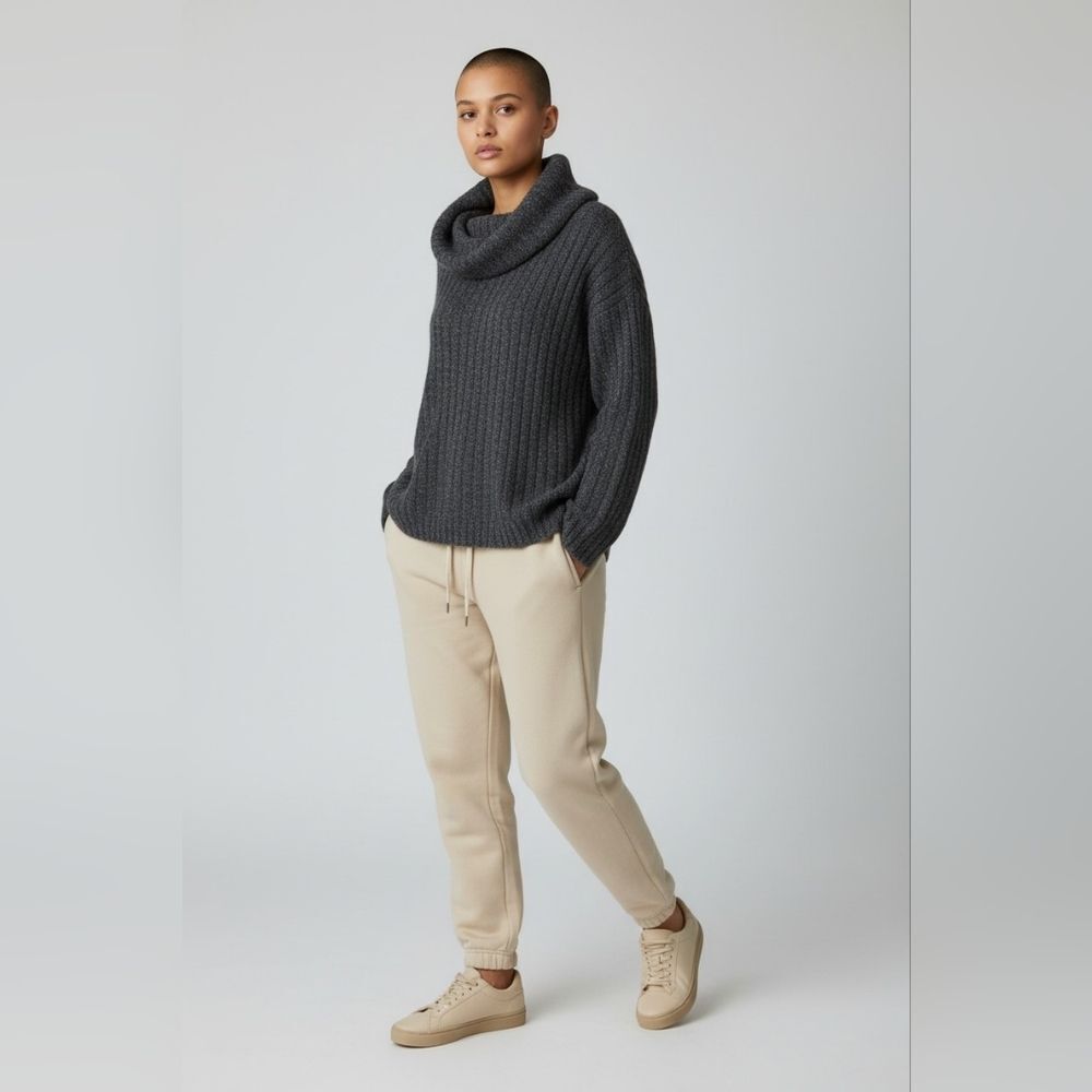 Jaeger Heathered Grey Cowl Neck Sweater - Picture 9 of 10